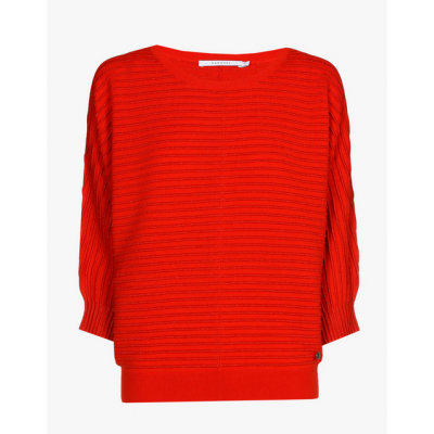 Xandres - GABON_LUREX  29111-02-0515 - Trui in rood lurex met ronde hals